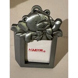 Teddy Bear Pewter Mini Photo Frame/Ornament 3" Unused